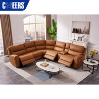 MANWAH CHEERS Bestseller Komfortables Weiches Leder-Wohnzimmersofa Modulares Ecksofa 5-Sitzer Relaxsofa-Set Möbel U70815