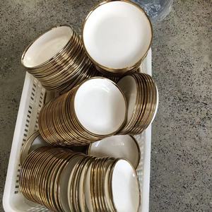 Assiette à fruits ronde en <span class=keywords><strong>porcelaine</strong></span> avec bordure dorée électro-plaquée et incrustation dorée, style luxe léger - Product Image 4