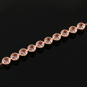 Diamonda Aternative DEF Color 3,5 MM Ronda Brillante Corte Laboratorio Diamante HPHT Pulsera Oro Rosa 18K Tenis - Product Image 3