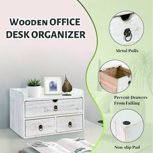 Organisateur de <span class=keywords><strong>bureau</strong></span> en bois rectangulaire <span class=keywords><strong>blanc</strong></span> avec boîte d'organisation de stockage de table en laque à tiroir pour <span class=keywords><strong>bureau</strong></span> à domicile - Product Image 5