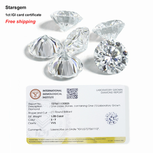 Starsgem CVD Lab Grown Diamond Forme ronde Coupe brillante DEF Couleur VVS Clarity 1 Carat IGI Card Lab Grown Diamond - Product Image 1