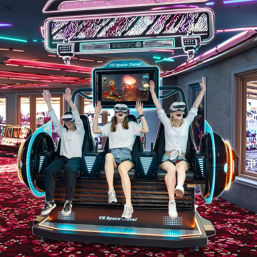 Cutting Edge 9D VR 3 Seats Coin Operated Game Machine Products Virtual Reality Adjustable Head Strap VR Simulator