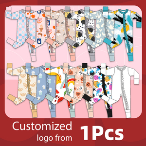 1pcs Engepapa新生儿竹制婴儿服装睡衣拉链婴儿柔软婴儿连裤服装连裤定制标志 - Product Image 2
