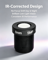 Objectif IR haute définition 5MP avec interface M12, objectif grand angle 8 mm 1/2,7 pouce pour caméra IP de sécurité