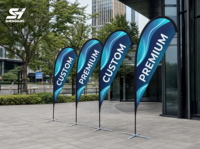 Bannière publicitaire personnalisée pour entreprises, drapeau de course sportive, drapeau plume, drapeau goutte d'eau, drapeau de plage, conception de logo gratuite