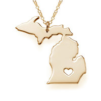 Michigan State Collier Pendentif En Acier Inoxydable Argent Plaqué Chaîne Bijoux État En Forme De Colliers Avec Un Coeur
