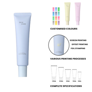 Özelleştirilebilir OEM ve ODM boş yuvarlak mavi mor sıkmak plastik el krem tüpü ile vidalı kapak cilt bakımı için - Product Image 2