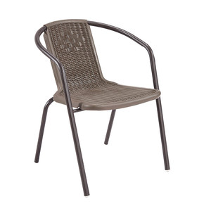 Restaurante Muebles de jardín al aire libre <span class=keywords><strong>Bistro</strong></span> Apilable Silla de comedor de ratán negro natural Moderna - Product Image 2