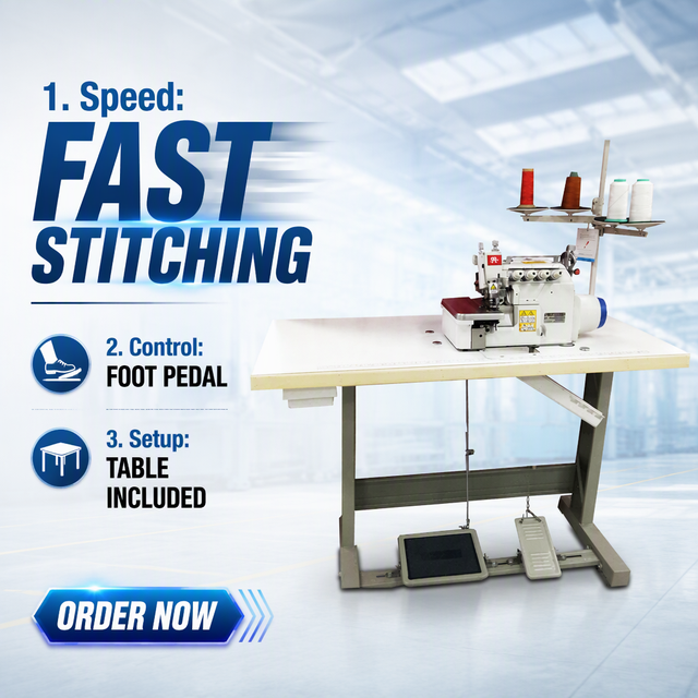 High-speed Industrial Flat-Bed Overlock Sewing Machine Double Needle Motor for Blankets Bath Towels RNEX3-4