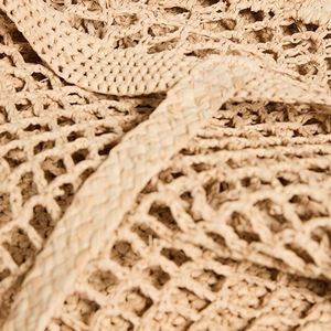 Custom Ladies Braided Handles Raffia Tote <b>Bag</b> Portable Spring Summer Autumn Travel Shoulder <b>Netting</b> Open Beach Vacation - Product Image 4