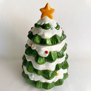 Frascos <span class=keywords><strong>de</strong></span> almacenamiento <span class=keywords><strong>de</strong></span> cerámica <span class=keywords><strong>de</strong></span> árbol <span class=keywords><strong>de</strong></span> Navidad grandes pintados a mano, tarro <span class=keywords><strong>de</strong></span> galletas <span class=keywords><strong>de</strong></span> cerámica <span class=keywords><strong>de</strong></span> Papá Noel para comida para presentaciones - Product Image 1