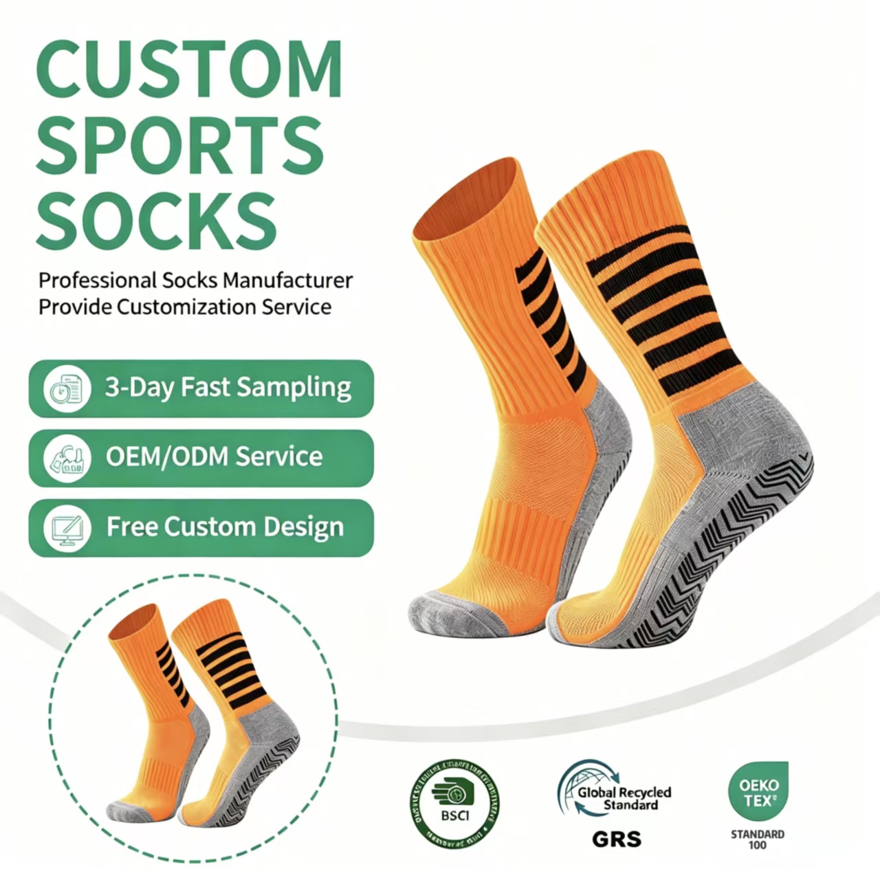 Knitted Thin Padded Sports Grips Tube Socks Children Kids Youth Men Anti Slip Football Soccer
