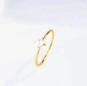 Специальные оптовая продажа простой золото 14 карат желтое позолоченное кольцо с овальной вставкой из 925 стерлингового серебра пресноводные жемчужные кольца для девочек