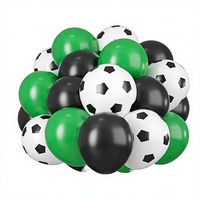 Lot de 30 ballons biodégradables en caoutchouc imprimés football noir, vert et blanc de 12 pouces pour anniversaires de garçons et événements sportifs