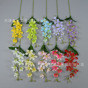 Dongchen Crafts Artificial Cymbidium Orchid <b>Single</b> Stem Yellow Silk <b>Flower</b> Indoor Home Decor Wedding Decoration - Product Image 4