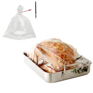 Customized Disposable Food Safe Microwave Plastic Turkey Packaging Oven Gourmet Retail cooking Bags with ties