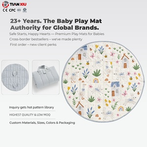 Nouveau design <span class=keywords><strong>Tapis</strong></span> de jeu pour bébés et nouveau-nés, <span class=keywords><strong>Tapis</strong></span> de sol rond à motif forêt de dessin animé, pliable, pour chambre d'enfant - Product Image 3