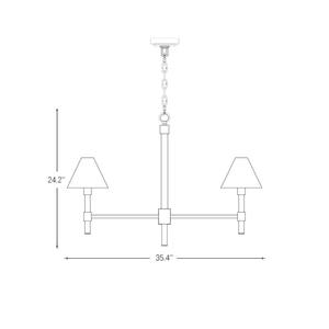 Lámpara de araña de latón de 6 luces, estilo americano de lujo, para sala de estar, comedor, villa, con pantalla de seda, E14 LED, venta al por mayor de fábrica, transfronteriza, Leeds Chandelier - Product Image 2