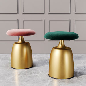 Sgabello e Pouf in Metallo Rotondo Moderno e Semplice in Stile Nordico di Lusso per Camera da Letto, Trucco e Nail Art - Product Image 4