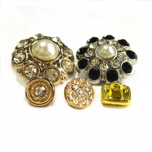 Nouvelle mode fantaisie perle ronde diamant strass métal couture manteau boutons