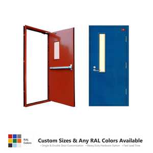 Puerta Cortafuego de Acero Roja con Certificación UL <span class=keywords><strong>Boris</strong></span>, Puerta de Salida de Emergencia de Metal Hueco con Barra Antipánico para Edificios Comerciales, Resistencia al Fuego de 120 Minutos - Product Image 4