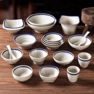 <b>Melamine</b> small bowls and <b>plates</b>, Zhu Guangyu hot pot, street-style hot pot tableware, retro old-fashioned earthenware bowls, - Product Image 2