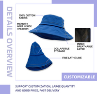 Gorra de pescador plegable personalizada Unisex, sombrero de pescador de algodón de ala ancha con protección solar superior