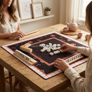 Tapete <span class=keywords><strong>de</strong></span> <span class=keywords><strong>Mesa</strong></span> <span class=keywords><strong>de</strong></span> Mahjong <span class=keywords><strong>de</strong></span> Lujo HaloOne con Diseño Floral, Plegable, con Base <span class=keywords><strong>de</strong></span> Goma, Superficie Silenciosa, Diseño Elegante para Noches <span class=keywords><strong>de</strong></span> Juego y Decoración del Hogar - Product Image 2