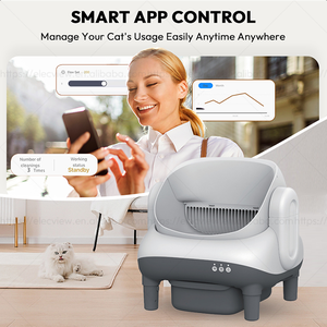 Bac à <span class=keywords><strong>litière</strong></span> robotisé autonettoyant sans poussière avec capteur de sécurité anti-pincement, compatible avec toutes les litières agglomérantes pour plusieurs chats - Product Image 4