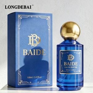 Flacon de <span class=keywords><strong>parfum</strong></span> en verre cylindrique bleu personnalisé avec étiquette privée, 30 ml, 50 ml, 100 ml, flacon de <span class=keywords><strong>parfum</strong></span> vide avec boîte de luxe imprimée - Product Image 1