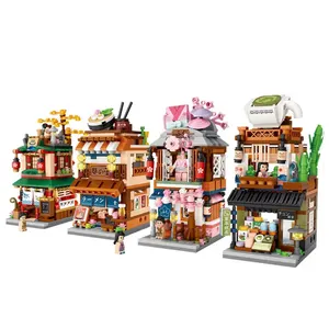 Japanese street view Metro Spa Cabin Ramen canteen spa shop kimono shop mini granules Mini puzzle building block stloz1653-1656
