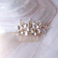 Peigne latéral fait main en alliage plaqué or avec strass et cristaux pour mariée, mariage, bal de promo, anniversaire, fiançailles