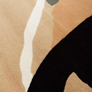 Tapis moderne en laine tufté à la main, à poils longs, antidérapant, beige, noir, blanc, pour salon, chambre, décoration intérieure, cadeau de Noël, pique-nique - Product Image 5