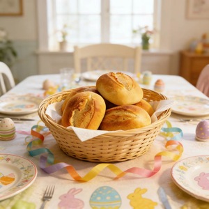 Panier de rangement rond en bambou tressé à la main pour fruits et légumes, usage cuisine, couleur naturelle - Product Image 3