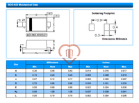 Diode TVS ESD9D3V3C SOD-923 Leiditech 9A 3.3V 15pF pour l'électronique grand public et les équipements de communication