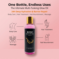 Minyak Tubuh Murni 100% Rose Multi-Use Cold Pressed yang Diinfus dengan Minyak Rosehip & Sweet Almond untuk Pijat Melembapkan, Perawatan Rambut, Kuku, dan Kulit