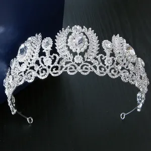 Coroas e tiaras Victoria personalizadas para princesa, concurso de beleza, casamento, diamante, prata, cristais de vidro com pérolas, para noiva