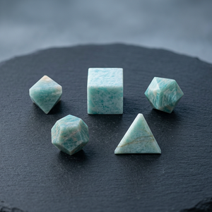 Juego de Cristales de Amazonita Natural, 7 Piezas, Geometría Sagrada, Piedras Curativas de Reiki, Hechas a Mano, Venta al Por Mayor - Product Image 3