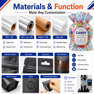 Bolsas Mylar Personalizadas con Cierre Hermético, a Prueba de Olores, con Forma Especial, de 3.5g, 35g, 7g, 1oz, 1lb, con Caja - Product Image 4