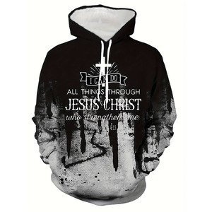 Felpa con Cappuccio da Uomo con Stampa 3D Versetto Biblico di Gesù Cristo, Filipeni 4:13, Felpa Cristiana per Uso Quotidiano e Stile Urbano - Product Image 3