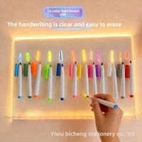 Surligneurs LED Lumineux Écologiques Effaçables 12 Couleurs pour Étudiants avec Emballage Basique – Vente en Gros Disponible