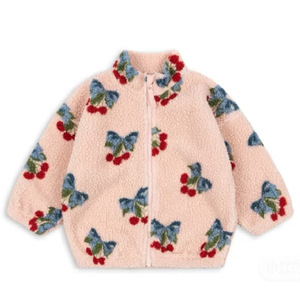 Prêt à expédier <span class=keywords><strong>bébé</strong></span> <span class=keywords><strong>fille</strong></span> Sherpa polaire veste avec coeur coloré cerise coeur imprimé enfant en bas âge hiver chaud fermeture éclair <span class=keywords><strong>manteau</strong></span> - Product Image 2