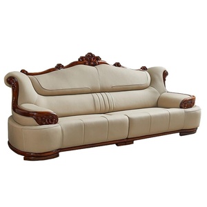 Set di Divani in Vera Pelle di Alta Qualità con Struttura in Legno d'Ebano, Stile Cinese Moderno a Forma di U, Arredamento per Soggiorno in Legno Massello - Product Image 5
