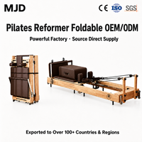 Reformer de Pilates pliable de qualité commerciale en bois d'érable et de chêne avec pieds en acier – Équipement de fitness professionnel