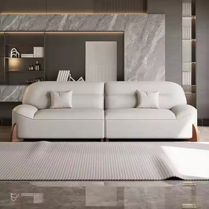 Ensemble de canapés sectionnels modernes en cuir italien à rangée droite, rembourrés, doux, extensibles, 3 places, pour salon et hôtel - Product Image 2