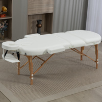 Table de massage professionnelle pliable en 3 sections avec dossier réglable, cadre en bois, mousse PU haute densité, mobile et portable (OEM)