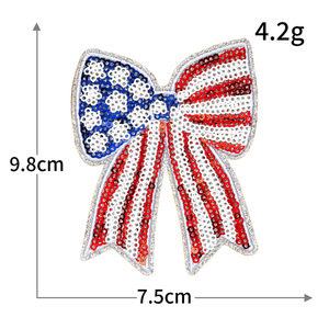 4. Juli Patriotische Pailletten-Aufbügelpatches USA Amerikanische Flagge Stern Herz Dekorative Applikationen für Unabhängigkeitstag DIY-Basteleien - Product Image 6