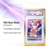 Étui de protection magnétique pour collection de cartes gradées PSA 35PT avec cadre en aluminium brillant et protection UV double face en verre prismatique