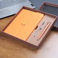 Coffret Cadeau d'Entreprise Personnalisable en Cuir PU Rigide, Carnets de Bureau A5 à Feuillets Mobiles avec Reliure Piquée et Impression UV