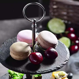 Großhandel 2 Tier Schiefer Kuchenst änder Platten Ware Dessert Serviert eller Halter für Party Coffee Shop Hochzeit - Product Image 5